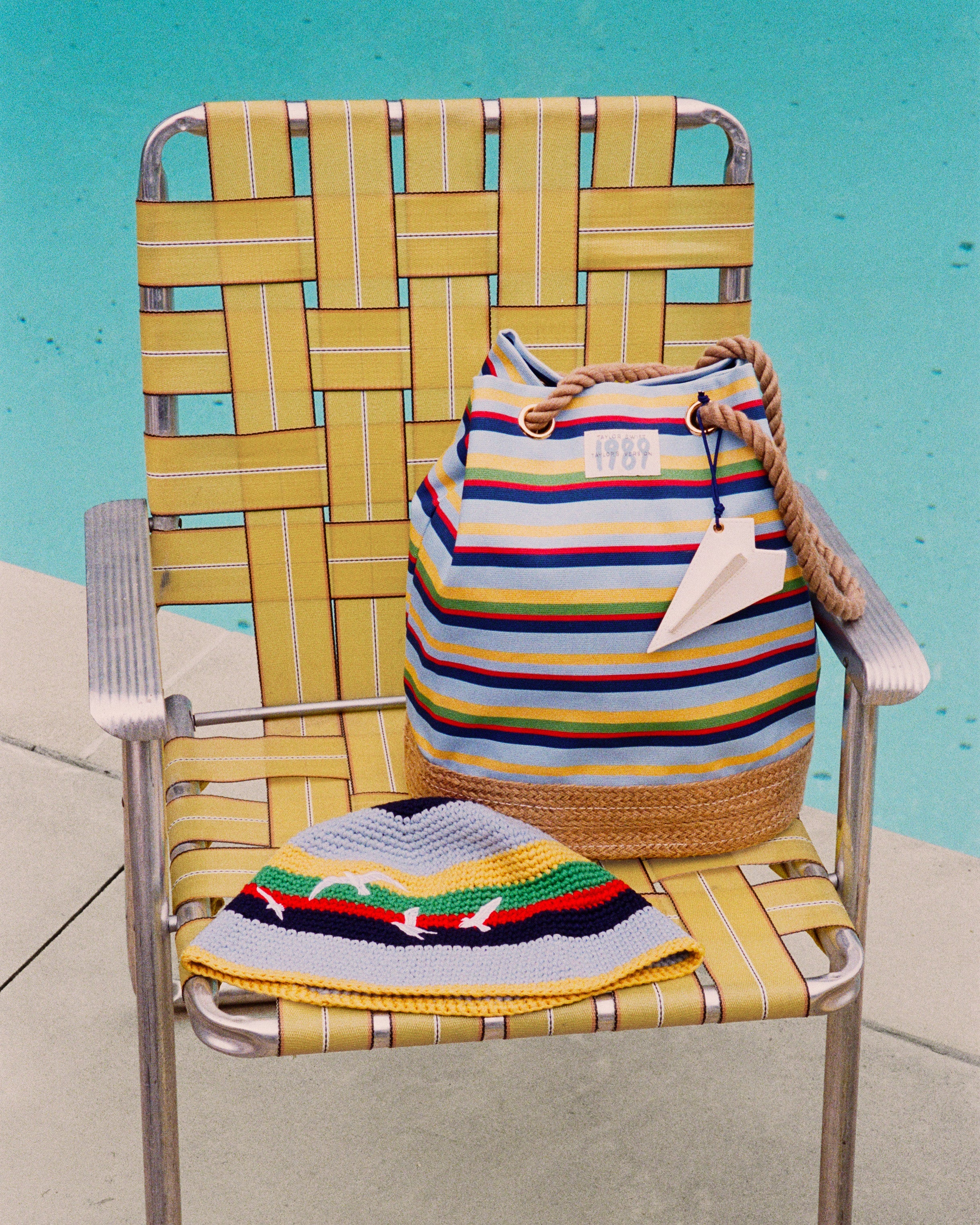 1989 Striped Bucket Bag